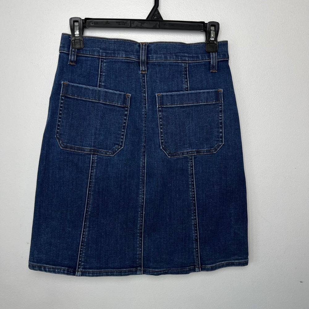 J.Crew Stretch Denim Button‎ Front Mini Skirt Dark Wash Blue Womens size 00 - Picture 5 of 5